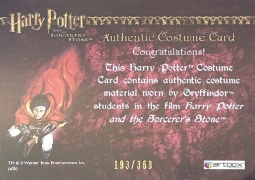 Gryffindor Student Tie - Back