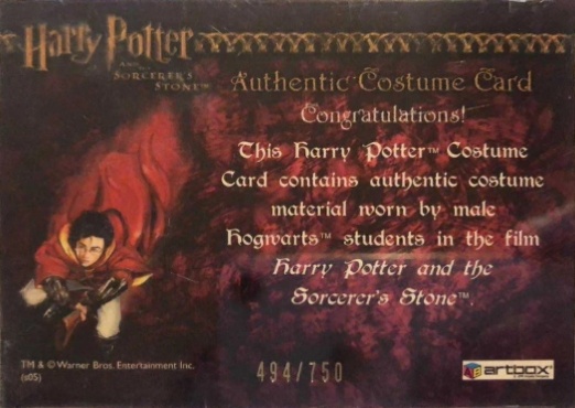 Male Hogwarts Students Costume - Back