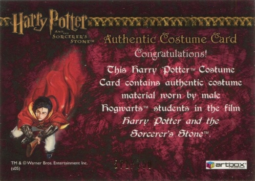 Male Hogwarts Students Costume - Back