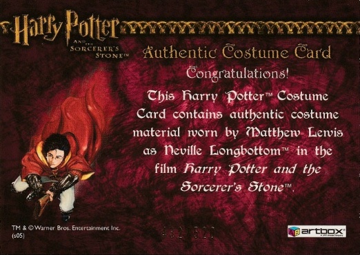 Neville Longbottom's Pajamas - Back