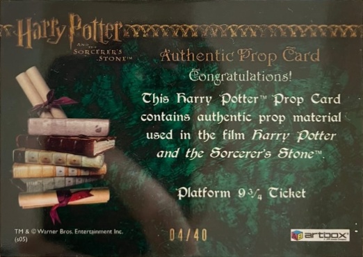 Platform 9-34 Ticket - Back