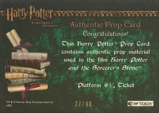 Platform 9-34 Ticket - Back