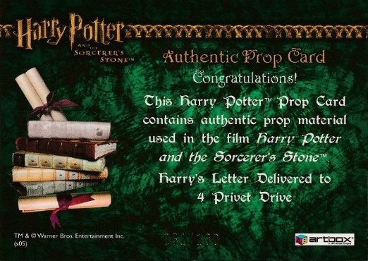 Harry's Letter Delivered to 4 Privet Drive - Back