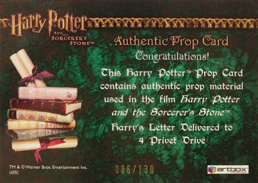 Harry's Letter Delivered to 4 Privet Drive - Back
