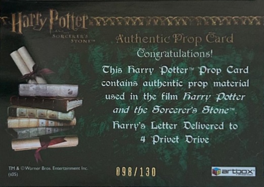 Harry's Letter Delivered to 4 Privet Drive - Back