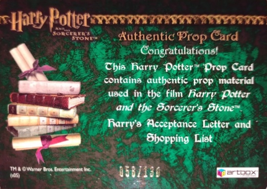 Harry's Potter's Shopping List - Back
