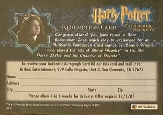 Redemption Card Reverse