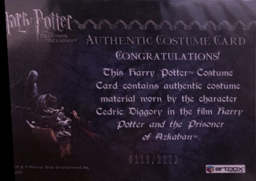 Cedric Diggory's Quidditch Robe - Back