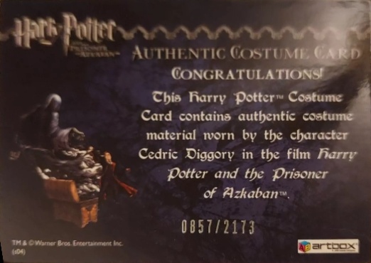 Cedric Diggory's Quidditch Robe - Back