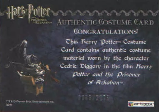 Cedric Diggory's Quidditch Robe - Back