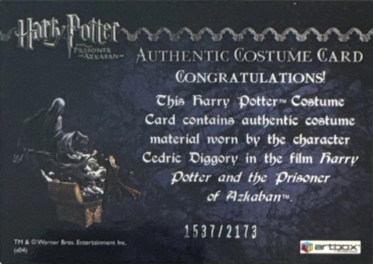 Cedric Diggory's Quidditch Robe - Back