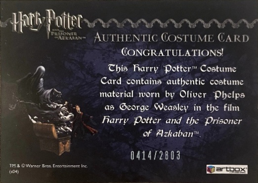 George Weasley's Quidditch Costume - Back