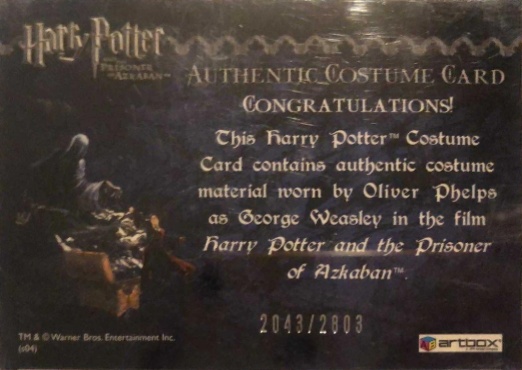 George Weasley's Quidditch Costume - Back