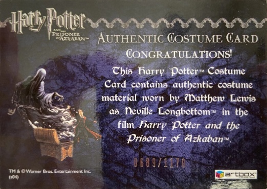 Neville Longbottom's Black Cloak - Back