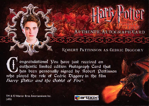 Robert Pattinson as Cedric Diggory - Back