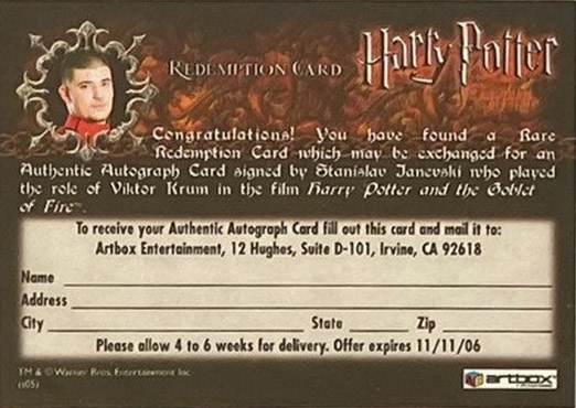 Redemption Card Reverse