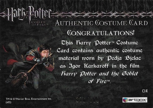 C14 - Igor Karkaroff's Yule Ball Costume - Back