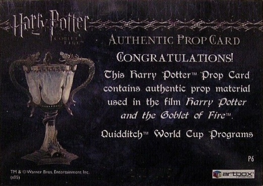 P6 - Quidditch World Cup Programs - Back