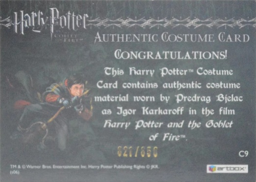 C9 - Igor Karkaroff's Yule Ball Costume - Back