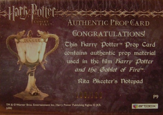 P9 - Rita Skeeter's Notepad - Back