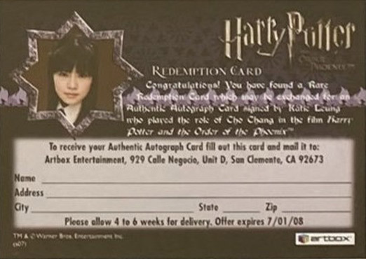 Redemption Card Reverse