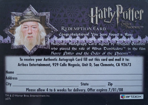 Redemption Card Reverse