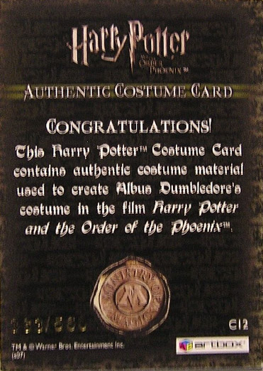 C12 - Albus Dumbledore's Costume - Back