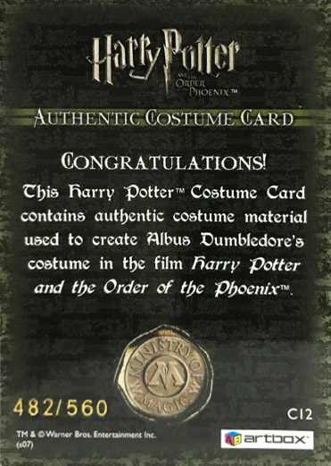 C12 - Albus Dumbledore's Costume - Back