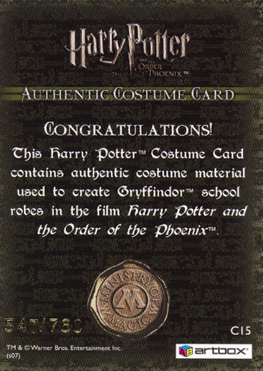 C15 - Gryffindor School Robes - Back