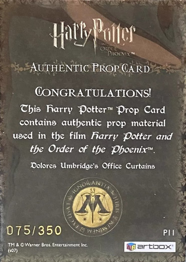 P11 - Dolores Umbridge's Office Curtains - Back