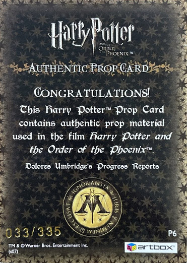 P6 - Dolores Umbridge's Progress Reports - Back