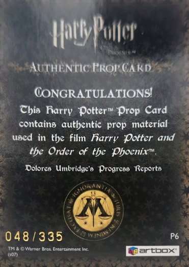 P6 - Dolores Umbridge's Progress Reports - Back