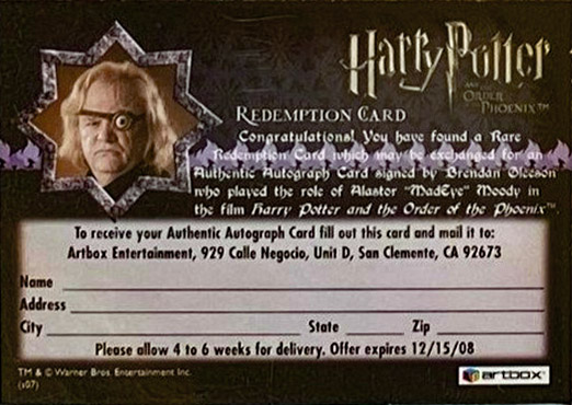 Redemption Card Reverse