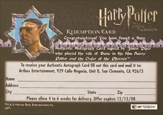 Redemption Card Reverse