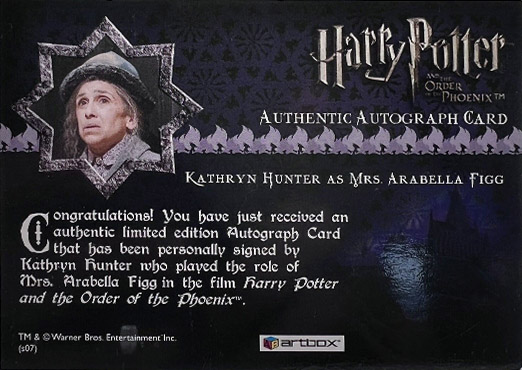 Kathryn Hunter as Mrs Arabella Figg - Back