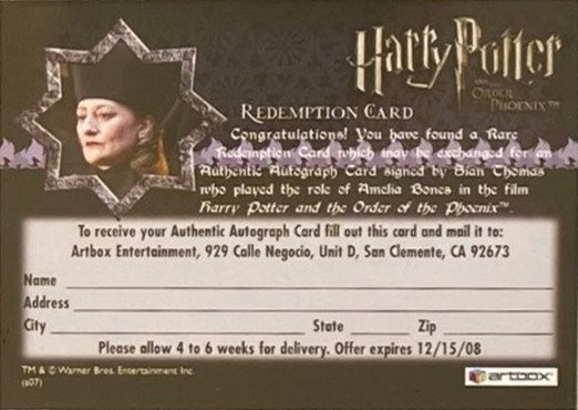 Redemption Card Reverse