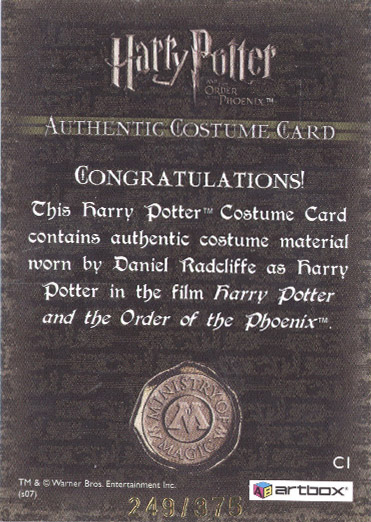 C1 - Harry Potter's Blue Hooded Shirt - Back