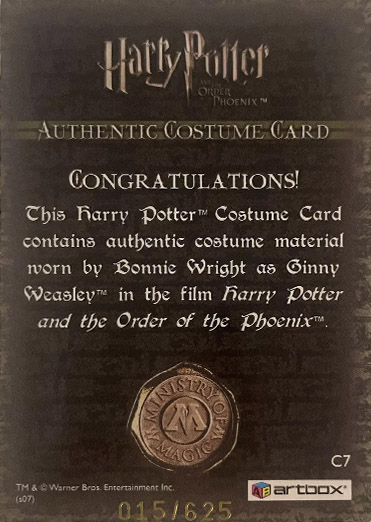 C7 - Ginny Weasley's Green Jacket - Back