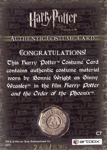 C7 - Ginny Weasley's Green Jacket - Back