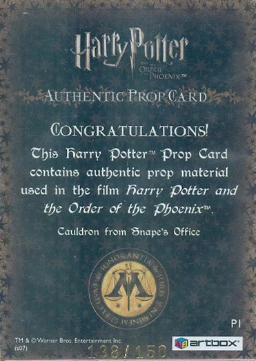 P1 - Cauldron from Snape's Office - Back