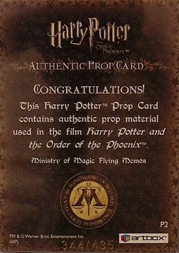 P2 - Ministry of Magic Flying Memos - Back