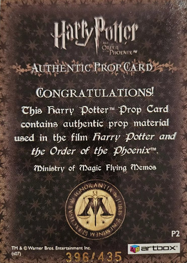 P2 - Ministry of Magic Flying Memos - Back