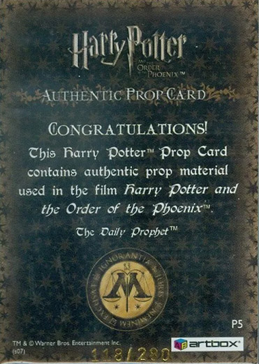 P5 - The Daily Prophet - Back