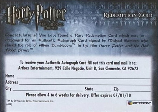 Redemption Card Reverse