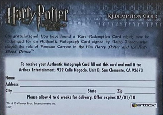 Redemption Card Reverse