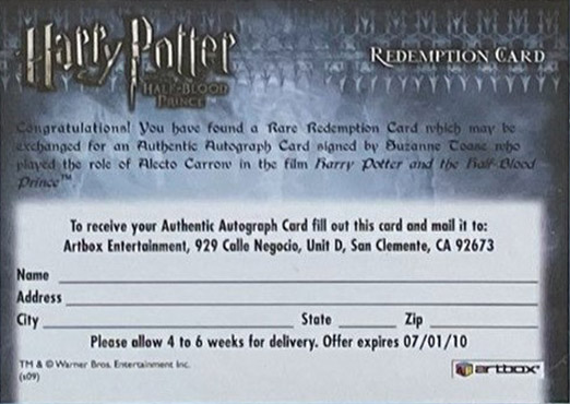 Redemption Card Reverse