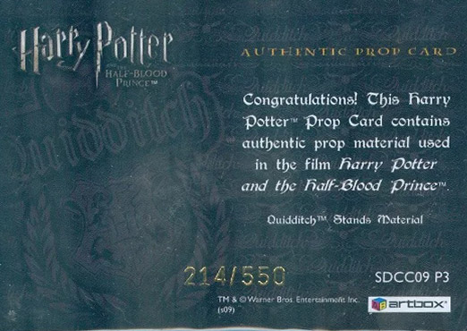 SDCC09 P3 - Slytherin Quidditch Stand Material - Back