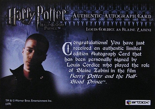 Louis Cordice as Blaise Zabini - Back