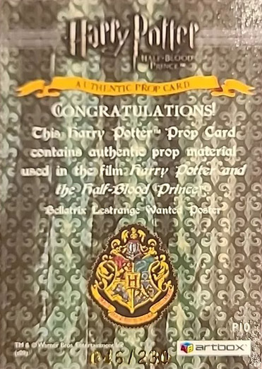 P10 - Bellatrix Lestrange Wanted Poster - Back