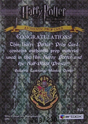 P10 - Bellatrix Lestrange Wanted Poster - Back